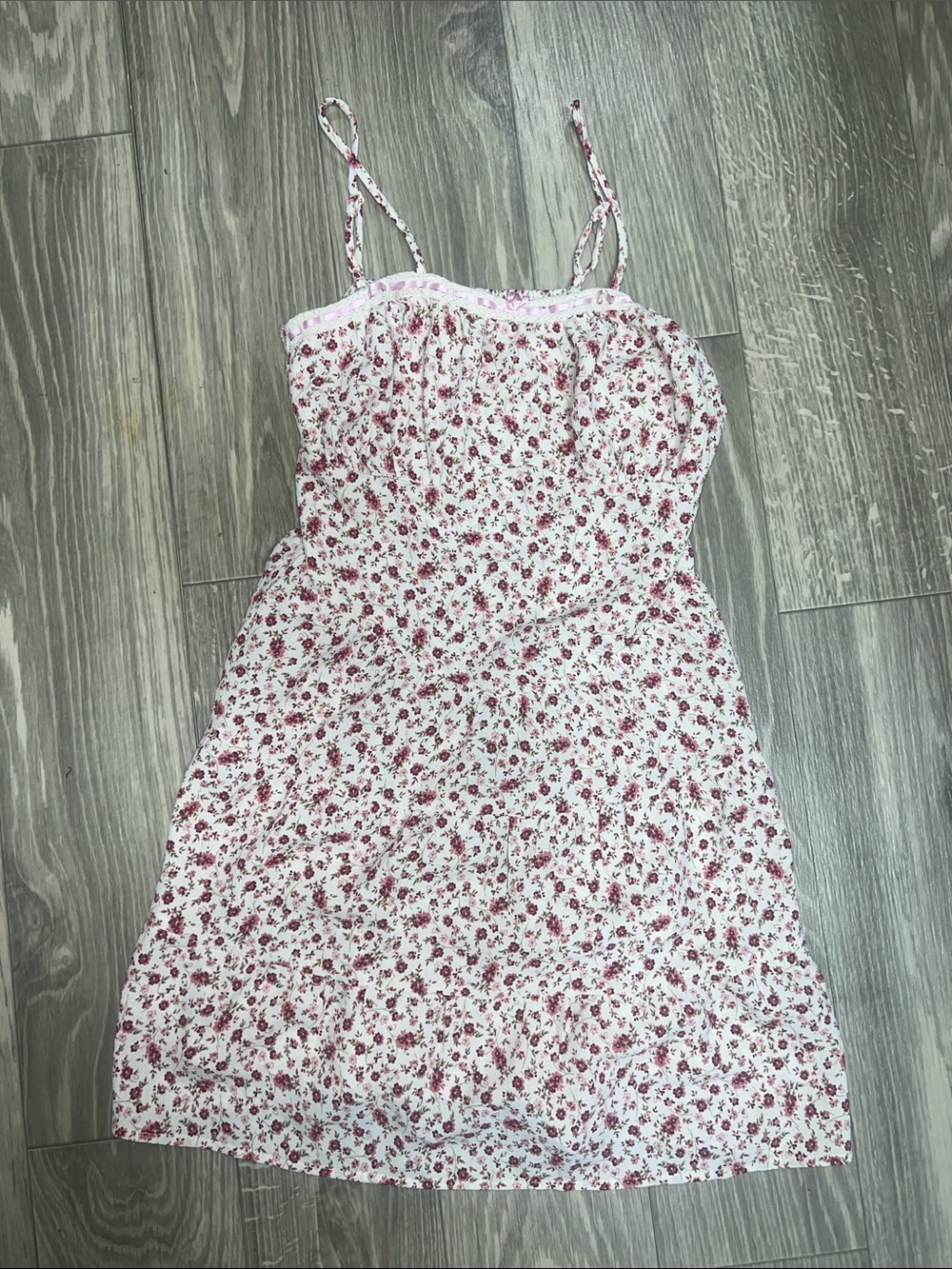 Monteau White Mini Dress with Pink Floral Print